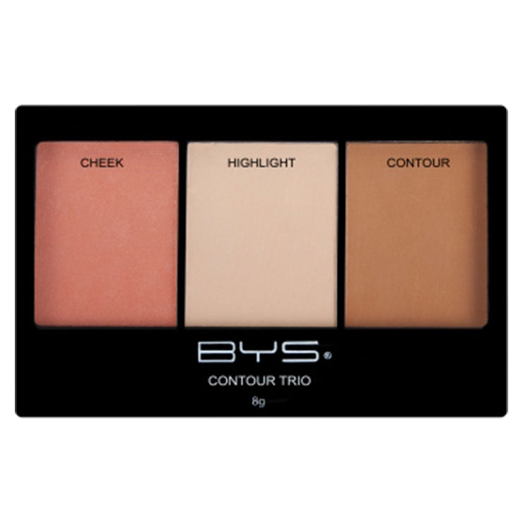 Trio de polvos para contour. Incluye Rubor, iluminador y bronceador
