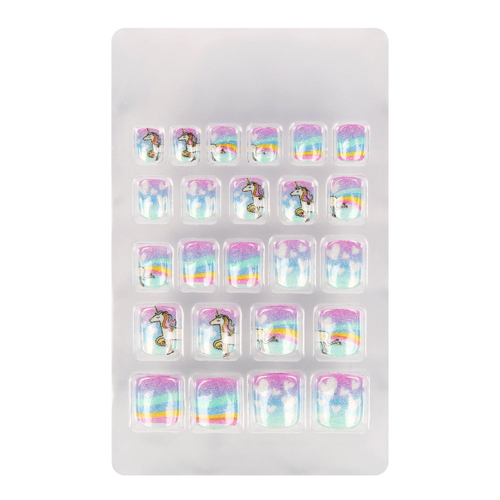 Uñas postizas decoradas para niñas - UNICORN KISSES