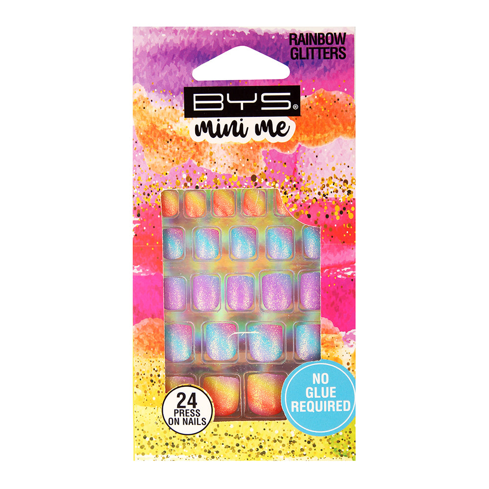 Uñas postizas decoradas para niñas - RAINBOW GLITTER