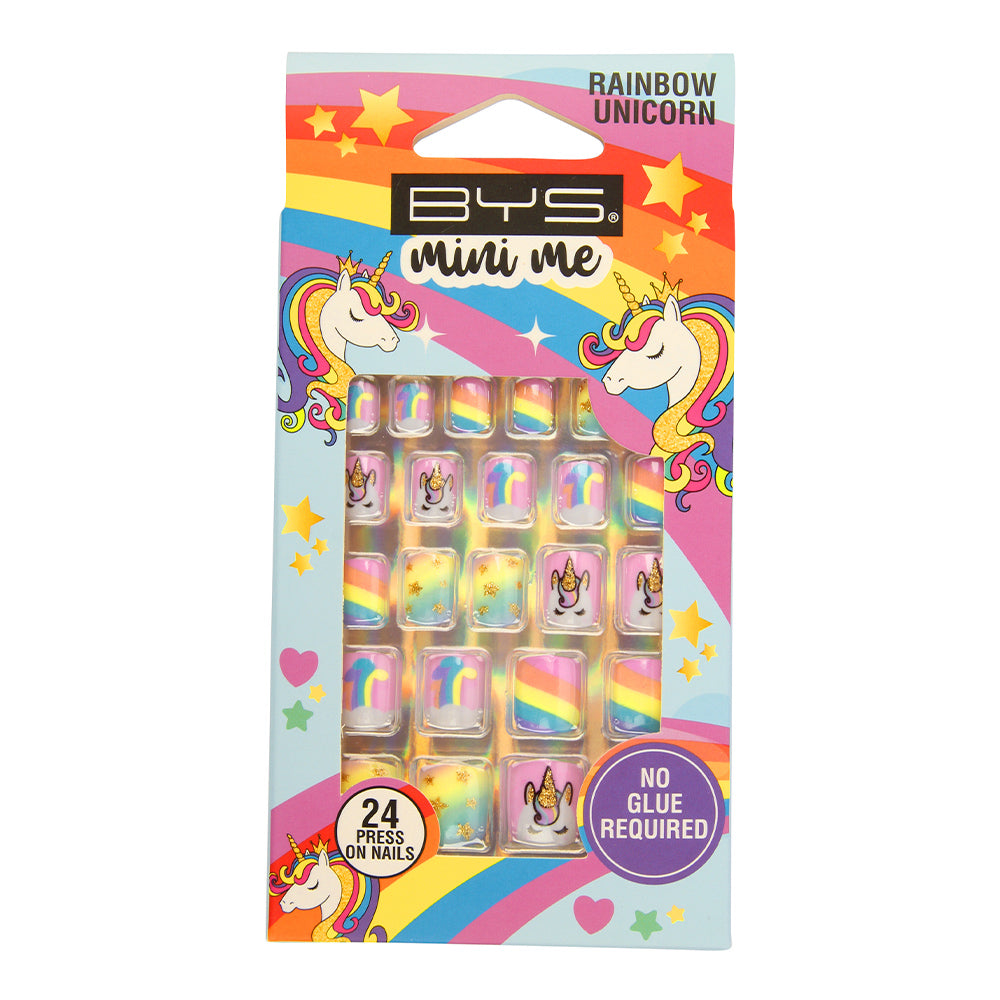 Uñas postizas decoradas para niñas - RAINBOW UNICORN