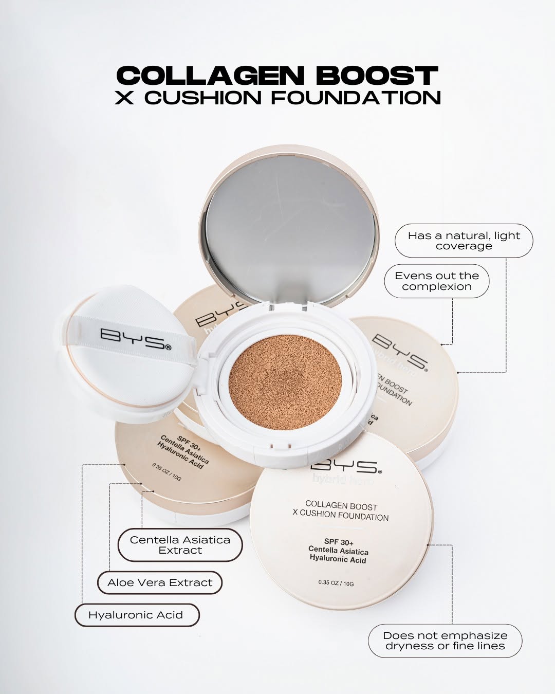 BYS Hybrid Hero Infusión de colágeno + base de maquillaje