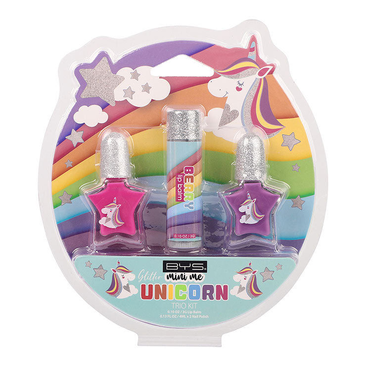 BYS MINI ME KIT UÑAS Y LABIOS  3 PIEZAS GLITTER UNICORN