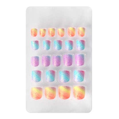 Uñas postizas decoradas para niñas - RAINBOW GLITTER